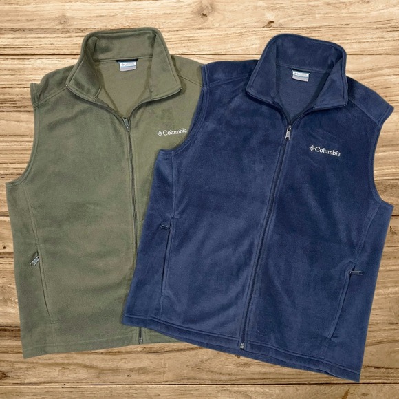 Columbia Other - Lot of 2 Columbia Mens L Steens Mountain Fleece Vests Olive Green Navy Blue